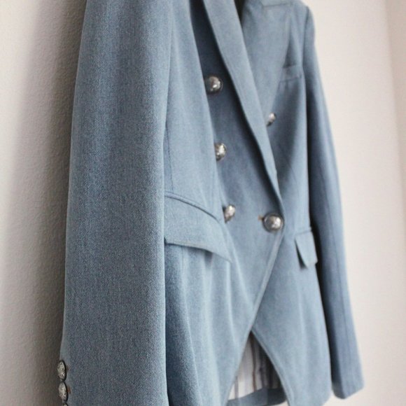 Veronica Beard Miller Dickey Double-breasted Denim Dickey Jacket, Hot! - Picture 6 of 15